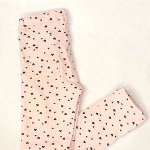 Girls H&M Hearts Pink 5 pocket Skinny Jeans Adjustable Waist Sz 7-8